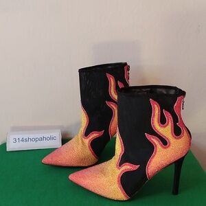 Womens Mesh Ankle Boots With Rhinestones